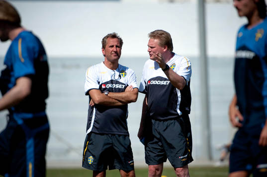 Erik Hamrén, förbundskapten och Jörgen Lennartsson