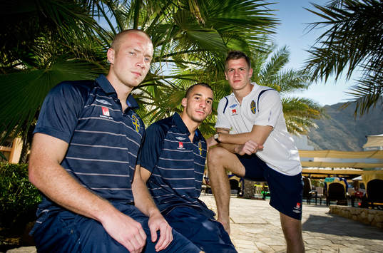 Daniel Larsson, Guillermo Molins och Johan Dahlin, målvakt
