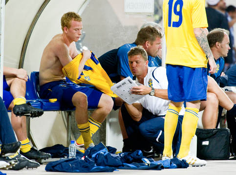 Marcus Allbäck, team manager och Tobias Eriksson