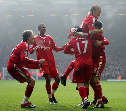 Dirk Kuyt Liverpool. (Jubel)