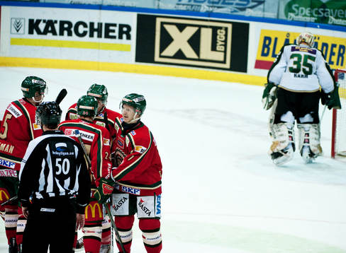 Måljubel i Frölunda, glädje, jubel. Robin Rahm,
