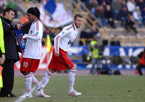 Ronaldinho och David Beckham, byte