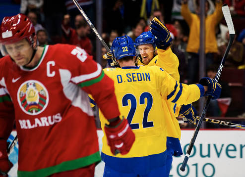 Daniel Sedin och Henrik Sedin, Sverige, glädje, jubel