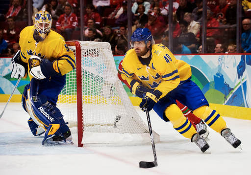 Jonas Gustavsson, målvakt, och Henrik Zetterberg