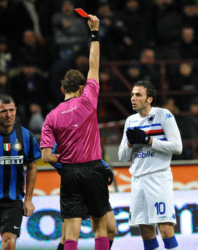 Pazzini, Sampdoria, rött kort, utvisning
