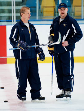Bengt-Åke Gustafsson, tränare, och Mattias Norström