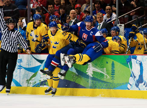 Zdeno Chara, Slovakien, och Henrik Tallinder, Sverige.
