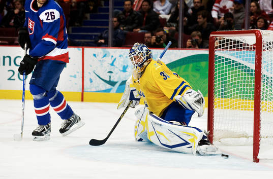 Henrik Lundqvist, målvakt, Sverige, släpper in mål