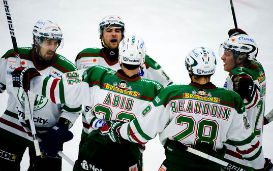 Ramzi Abid, Rögle, jubel med bl.a Baptiste Amar, Eric