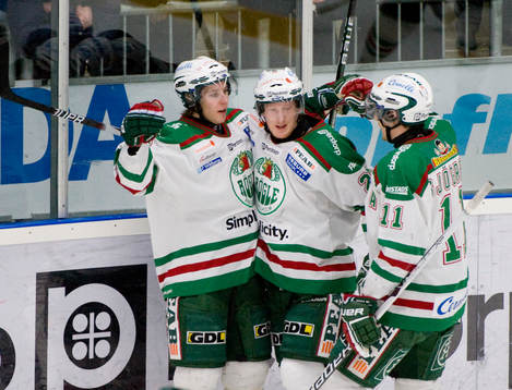 Simon Hjelmarsson Mattias Sögren och Mario Kempe, Rögle,