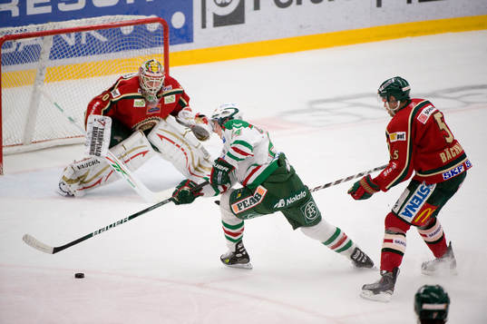 Jeremy Colliton, Rögle, och Johan Holmquist, målvakt,