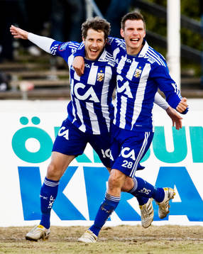 Tobias Hysén och Elmar Bjarnason, glädje, jubel