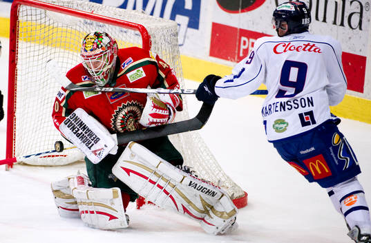 Johan Holmqvist, målvakt, Frölunda och Tony Mårtensson,