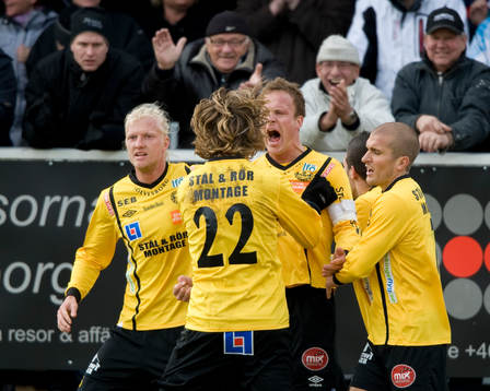 Marcus Ekenberg och Tobias Grahn, Mjällby (Jubel)