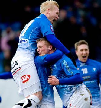Fredrik Jensen och Mattias Adelstam, Trelleborg (jubel)
