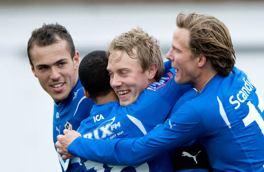 Johnny Lundberg och Alexander Prent, Halmstad (jubel)