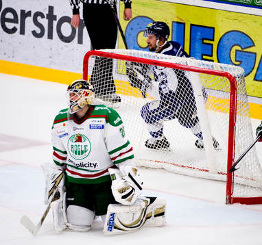 Jürgen Penker, målvakt, Rögle, depp och Tony Virta,