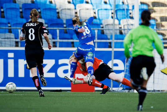 Linda Sällström, Linköping, krockar med Hedvig Lindahl,