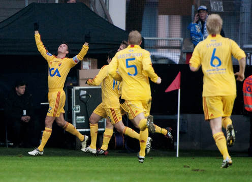 Philip Hellqvist, Djurgården, gör 1-0. Jubel