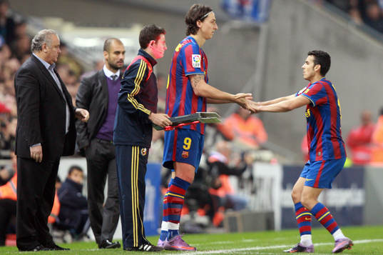 Zlatan Ibrahimovic, Pedro Rodriguez och tränare Pep