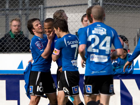 Jonas Gudni Saevarsson och Marcus Olsson, Halmstad, jubel