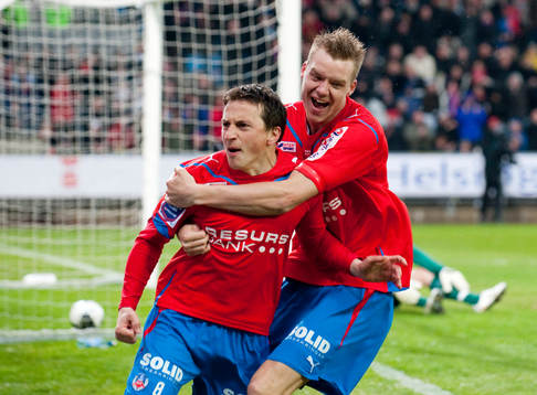Ardian Gashi, Helsingborg kvitterar till 1-1. Jubel med