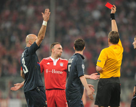 Franck Ribery, Bayern München får rött kort, utvisning