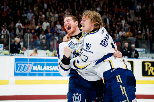 Teemu Laine och Oscar Sundh, HV71, jubel, glädje