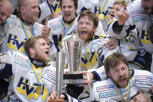 HV71 Svenska Mästare. SM-guld, guld, pokal, jubel, glädje