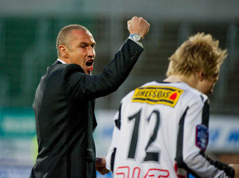 Henrik Larsson, tränare, Landskrona, jubel