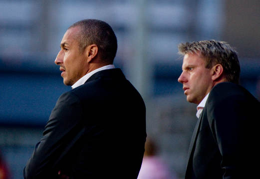 Henrik Larsson, tränare Landskrona, och Hans Eklund ass.