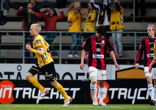 Johan Larsson, Elfsborg, gör 1-0. Jubel