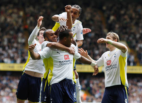 Tom Huddlestone, glädje, jubel över första målet för