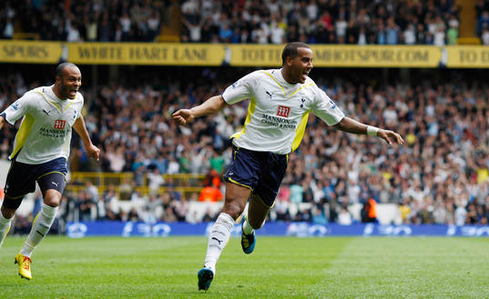 Tom Huddlestone, glädje, jubel över första målet för