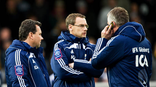 Stefan Rehn och Jonas Olsson, tränare, Teddy Olausson,