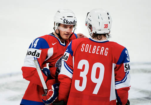 Peter Lorentzen pratar med Henrik Solberg, Norge