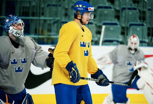 Jonas Gustavsson, målvakt, och Victor Hedman