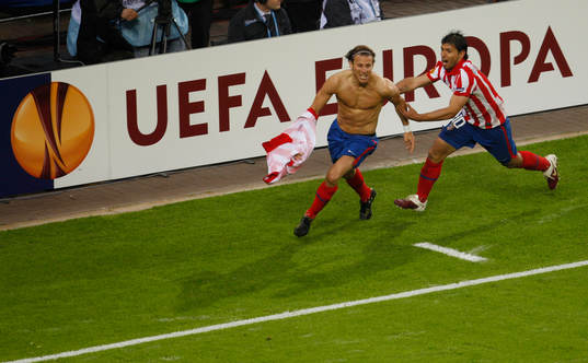 Diego Forlan och Sergio Aguero, glädje, jubel, Madrid