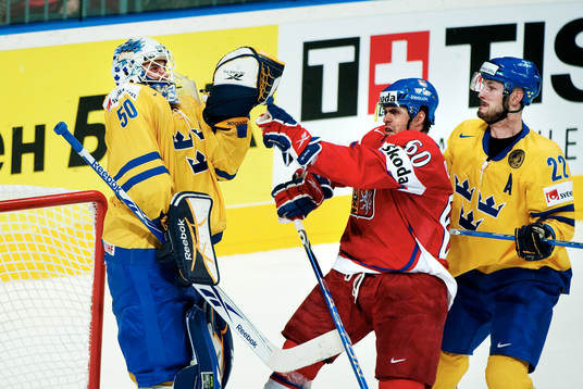 Tomas Rolinek, Tjeckien, och Jonas Gustavsson, målvakt,