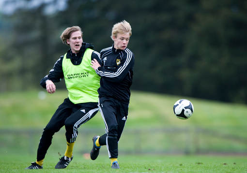 Christoffer Olsson och Joel Wedenell, träning
