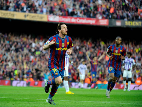 Barcelona spanska mästare. Lionel Messi  jubel