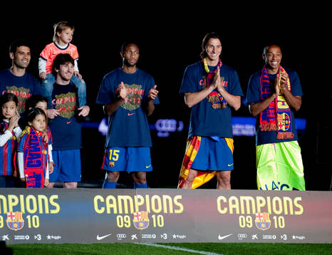 Barcelona spanska mästare.  Keita, Zlatan Ibrahimovic och