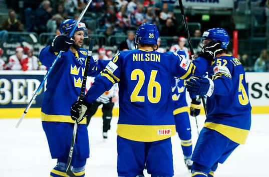Rickard Wallin, Marcus Nilson och Jonathan Ericsson,