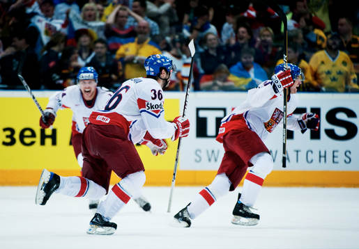 Petr Caslava och Karel Rachunek, Tjeckien, jubel