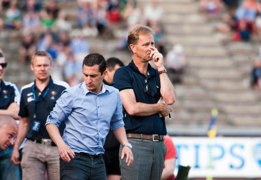 Carlos Banda och Lennart Wass, tränare, Djurgården