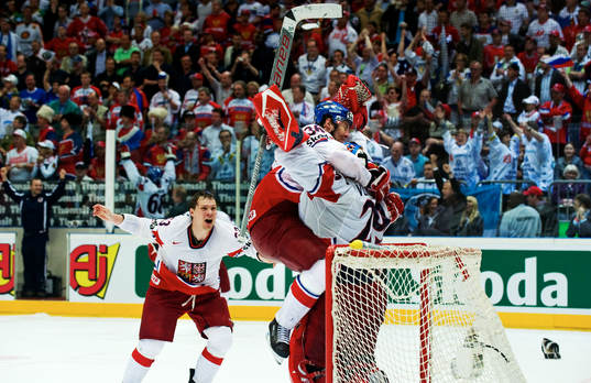Ondrej Nemec och Petr Caslava och Tomas Vokoun, målvakt,