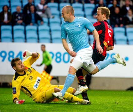Daniel Larsson, Malmö och Kristoffer Nordfeldt, målvakt,