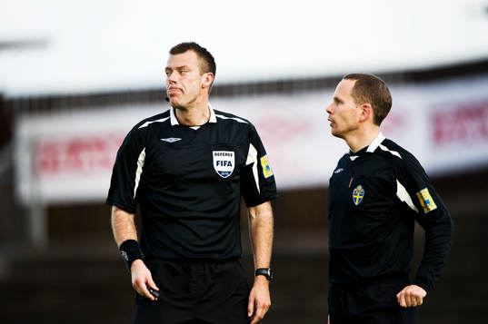 Daniel Stålhammar, domare med André Overberger,