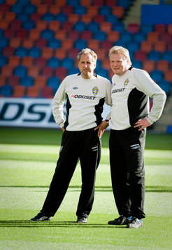 Erik Hamrén, förbundskapten och Jörgen Lennartsson