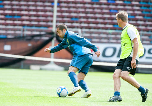 Träning på Råsunda. Emir Bajrami
